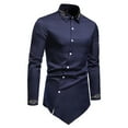 thumbnail image 2 of PBNBP Mens Dress Shirts Asymmetrical Hem Long Sleeve Button Down Shirts Luxury Stretchy Wrinkle Free Shirts Wedding Shirts, 2 of 4