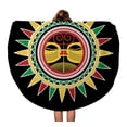 thumbnail image 1 of SIDONKU 60 inch Round Beach Towel Blanket Red Aloha Reggae Sun Archaic Aztec Culture Exotic Face Travel Circle Circular Towels Mat Tapestry Beach Throw, 1 of 2
