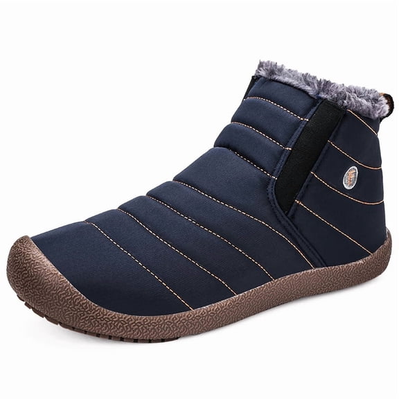 Unisex Warm Ankle Boot Plush Lined Snow Boots Mens Slip-on Comfortable Work