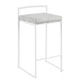 thumbnail image 2 of Fuji Contemporary Stackable Counter Stool In White With Light Grey Cowboy Fabric Cushion - Set Of 2, 2 of 6