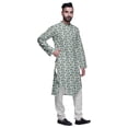 thumbnail image 2 of Atasi Mandarin Collar Printed Long Mens Kurta Pajama Set Boys Casual Wear, 2 of 4