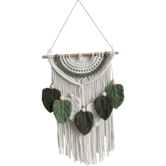 Leaves Woven Tapestry Leaf Tassel Boho Craft Chic Backdrop Macrame Wall Hanging Home Decoration for Home Dorm Wedding Bedroom