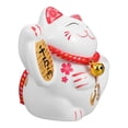 thumbnail image 4 of Adorable hucha de cerámica Maneki Neko, figura de gato de la suerte para decoración del hogar y ahorros, ideal como regalo para la buena suerte, color blanco, 4 of 7