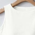 thumbnail image 6 of Womens Sleeveless Racerback High Neck Casual Basic Cotton Ribbed Fitted Tank Top with High Round Neck and Slim Fit White S, 6 of 6