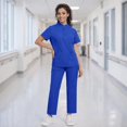 thumbnail image 1 of Conjunto de uniforme médico para mujer, uniforme de enfermera para el sector sanitario, peluquería de mascotas y salón de belleza. Azul L, 1 of 8