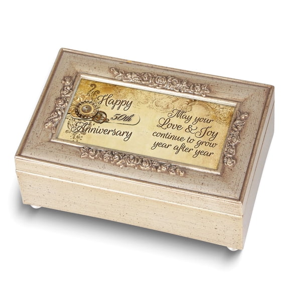 HAPPY 50th ANNIVERSARY Ivory Resin Music Box: YOU LIGHT UP MY LIFE Q-GM14513