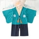 thumbnail image 2 of FELTECHELECTR Mono de bebé tipo kimono japonés de manga larga, traje de bebé, mameluco, ropa para niños pequeños con abrigo azul, adecuado para niños de 12 a 18 meses, 2 of 7