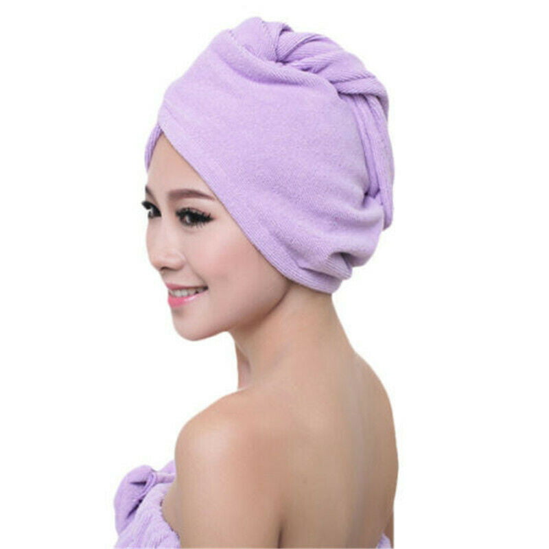 Microfiber Solid Quickly Dry Hair Hat Cap Towel Women Shower Make Up Turban Bath 