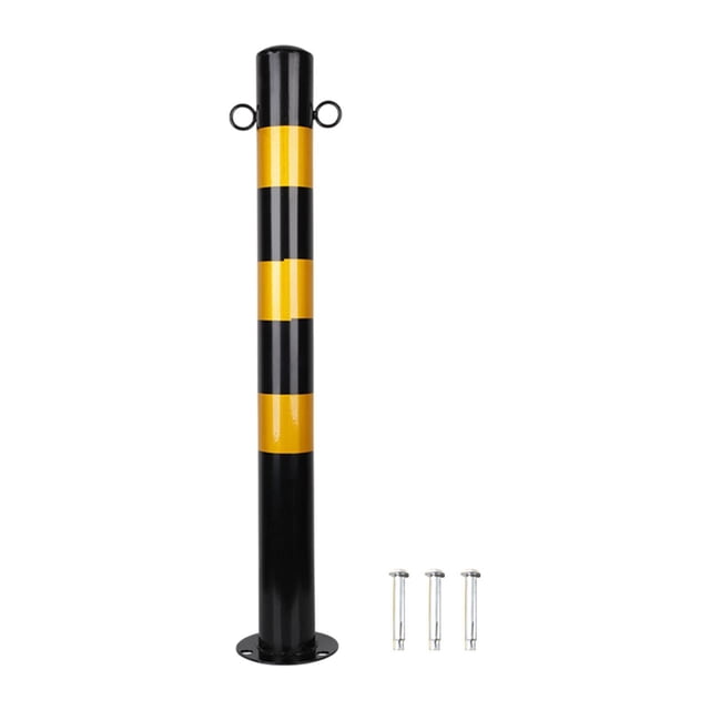 Bolardo de seguridad de 30'' de alto, protector de estacionamiento, accesorios para estacionamiento, supermercados, aceras, comunidades residenciales, Anillo amarillo negro 2