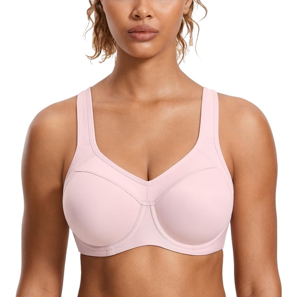 Top deportivo SYROKAN 40DD de alto impacto con espalda racer rosa