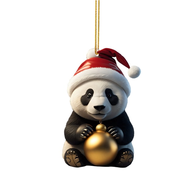 Binwennn Cute Cartoon Panda Christmas Pattern Print Hanging Home Tree Pendant Christmas Tree Pendant Home Decoration Window Sill Car Pendant Backpack Pendant Christmas White Elephant Swinging Pig Car