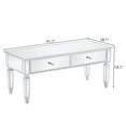 thumbnail image 2 of Ktaxon 41'' Mirrored LED Coffee Table with Storage, Rectangle Mirror Cocktail Table with 2-Drawers for Living Room, Silver, 2 of 12