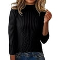 thumbnail image 3 of JIAYUE Sweaters for Women Solid Color Wide Striped Pullover Long Sleeve Knit For Ladies Cozy Apparel, 3 of 8