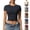 Black, variant on pstuiky Womens Casual Tops Trendy Short Sleeve Solid Color Dry Fit Women's Clothing Lightweight Loose Fit Crew Neck Spring Tops Work Blouses for Women