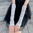 thumbnail image 7 of Women Lolita Jk Lace Fingerless Gloves Gothic DIY Strapping Sleeve Clothing Accessories Elastic Mesh Punk Gloves, 7 of 7