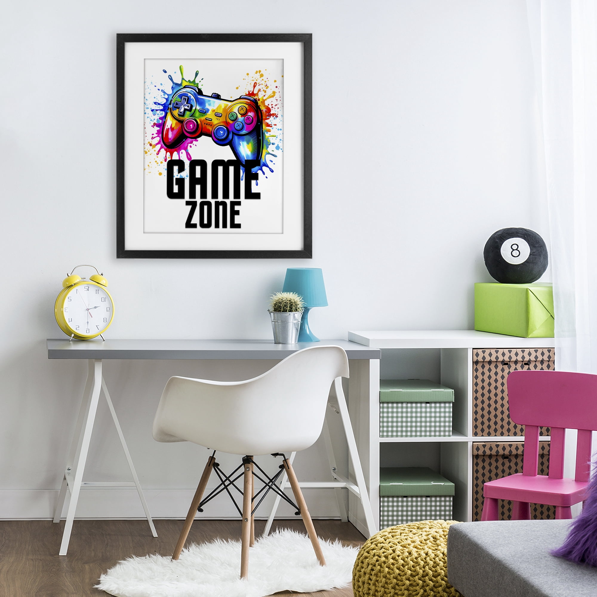 Stupell Industries Game Zone Splash Black Framed Print Under Glass, design by Kim Allen