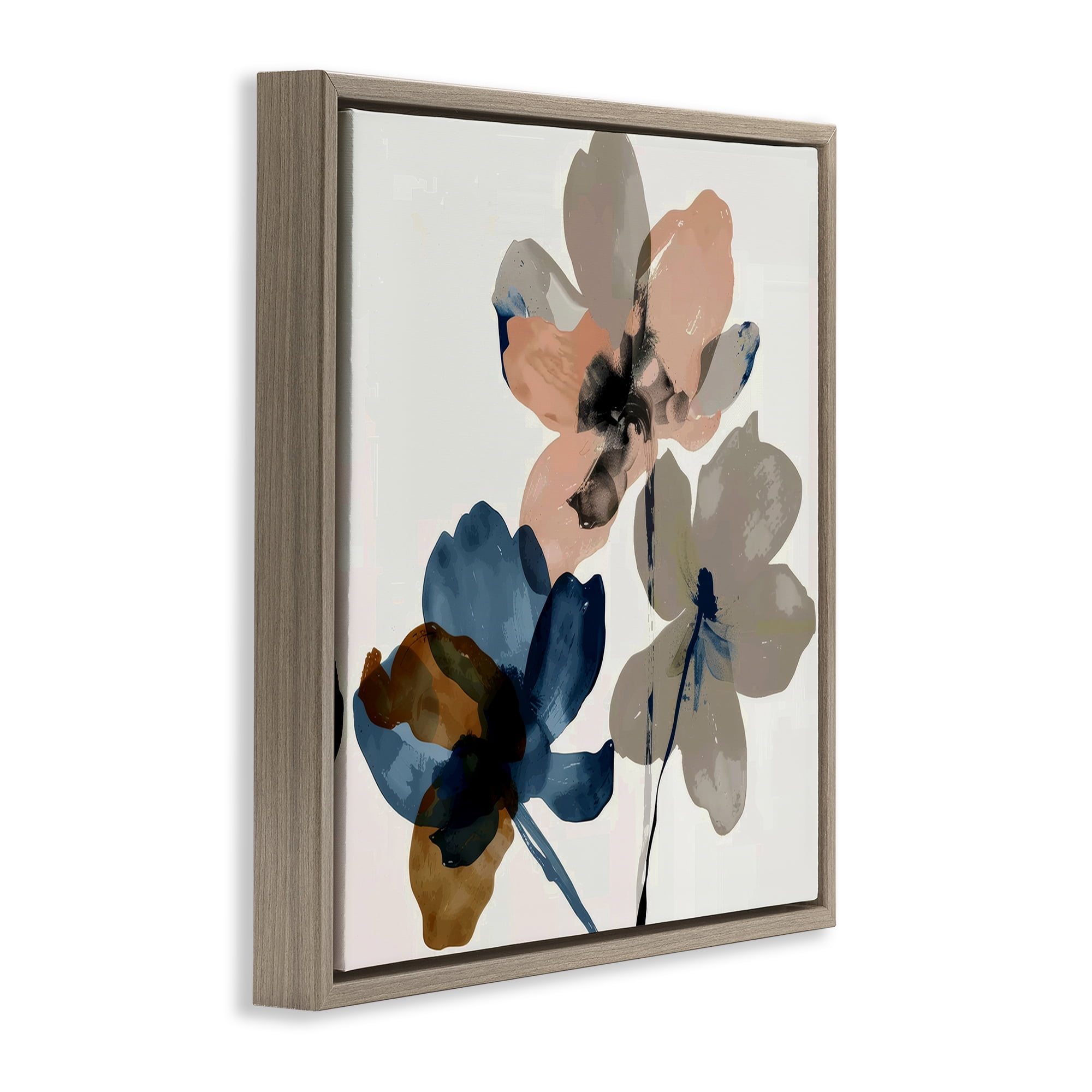 Stupell Industries Earthen Flower Petals Plants & Flowers Painting Brown Floater Framed Canvas Art Print Wall Art, 25 x 25