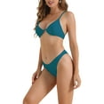 thumbnail image 4 of INSPIRAR CHIC Conjuntos de Bikini de Mujer con Halter y Aros, 2 Piezas, Tirantes Ajustables, Parte Inferior en Triángulo, Trajes de Baño, Teal Medio, 4 of 5