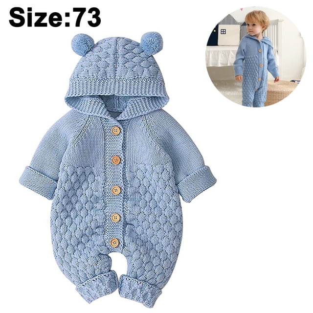 1 pieza de mono de punto para bebé, niño y niña, sudadera con capucha para bebé, suéter, mono de oso, mono de una pieza, ropa de abrigo