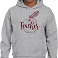 thumbnail image 2 of Teacher Apple Hoodie Sweatshirt Unisex Large Grey, 2 of 5