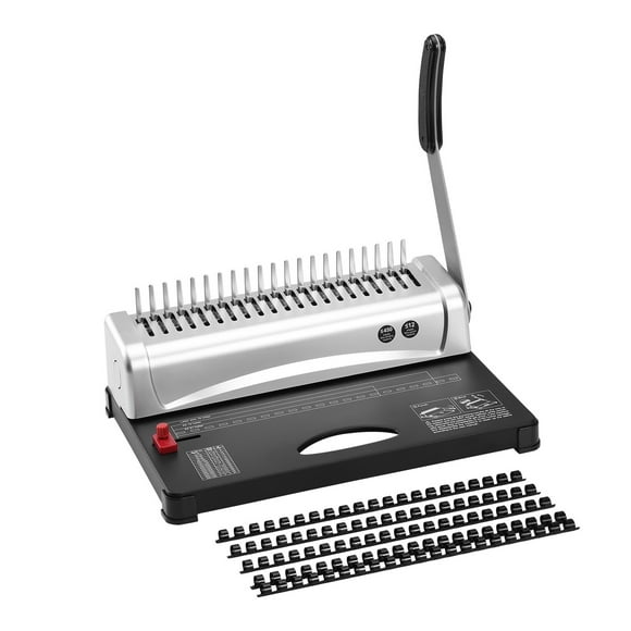 Binding Machine Comb Binding Machine 21Holes Binding 450 Sheets Book Binder Machine With 100 PCS 3/8'' Comb Binding Spines ,Pinpoint Punching