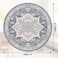 thumbnail image 2 of 4'x4' Round Area Rugs, Machine Washable Non Slip Area Rug for Living Room, Soft Low Pile Vintage Print Pattern Indoor Bedroom Thin Carpet, Navy Blue, 2 of 6