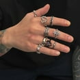 thumbnail image 4 of 9 Pieces Elegant Silver Alloy Rings Set for Men and Women Gothic Theme, 4 of 13