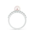 thumbnail image 2 of Angara Japanese Akoya Cultured Pearl Solitaire Ring with Diamonds in 14K White Gold for Women | June Birthstone Jewelry for Her, 2 of 8
