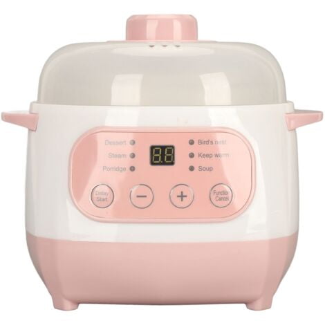 Slow Cooker, 200W 1L Small Slow Cooker with Ceramic Inner Pot, Adjustable Temperature and Time, Mini Automatic Electric Pot, Ceramic Soup Porridge Cooker