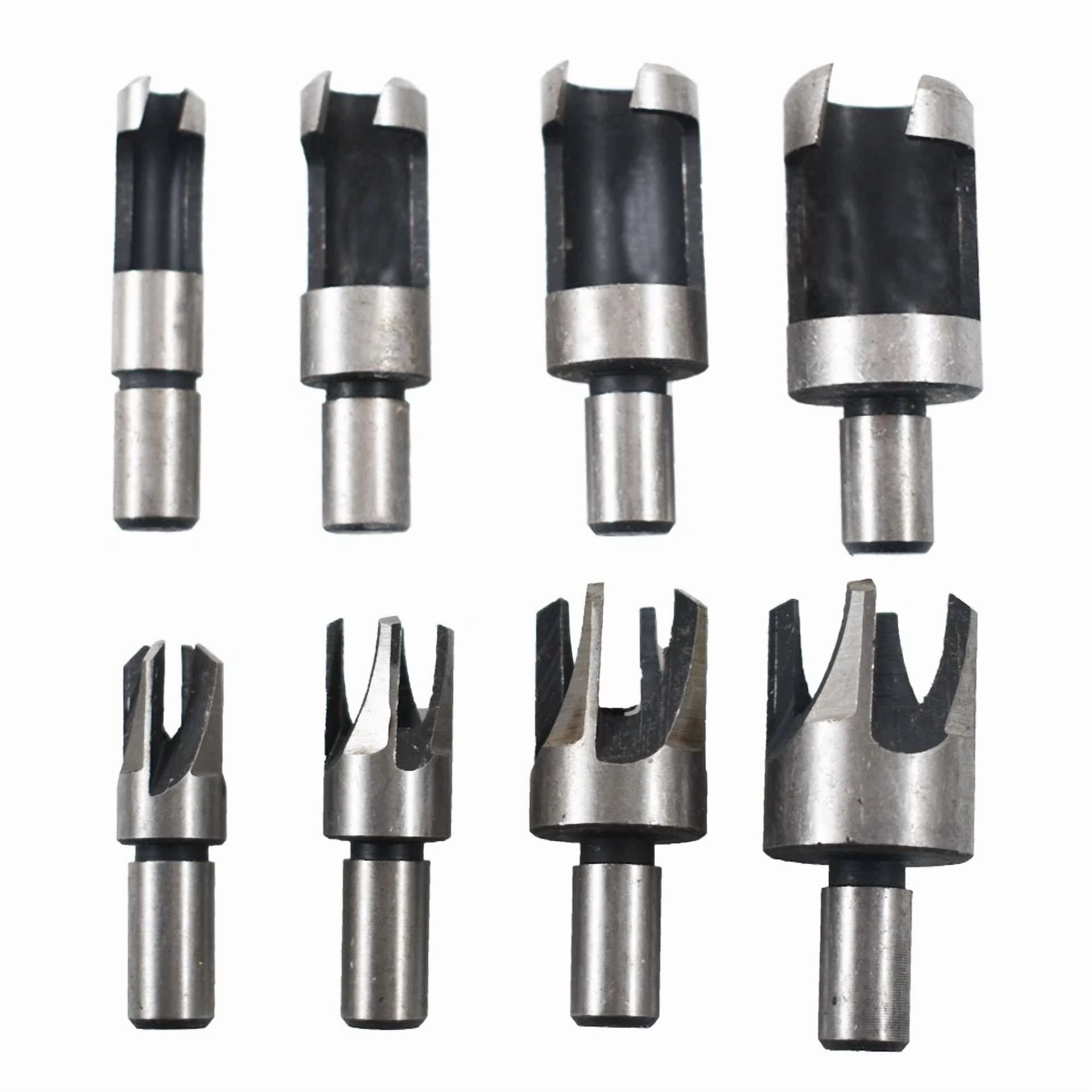 8Pcs Wood Plug Hole Cutter Dowel Maker Cutting Shank Drill Bit Set Carbon Steel