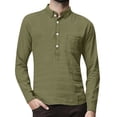 thumbnail image 3 of LYXSSBYX Men's Performance Long Sleeve Shirt Moisture Wicking Crew T-Shirt Baggy Cotton Linen Solid Pocket Turn-down Collar Tops, 3 of 8