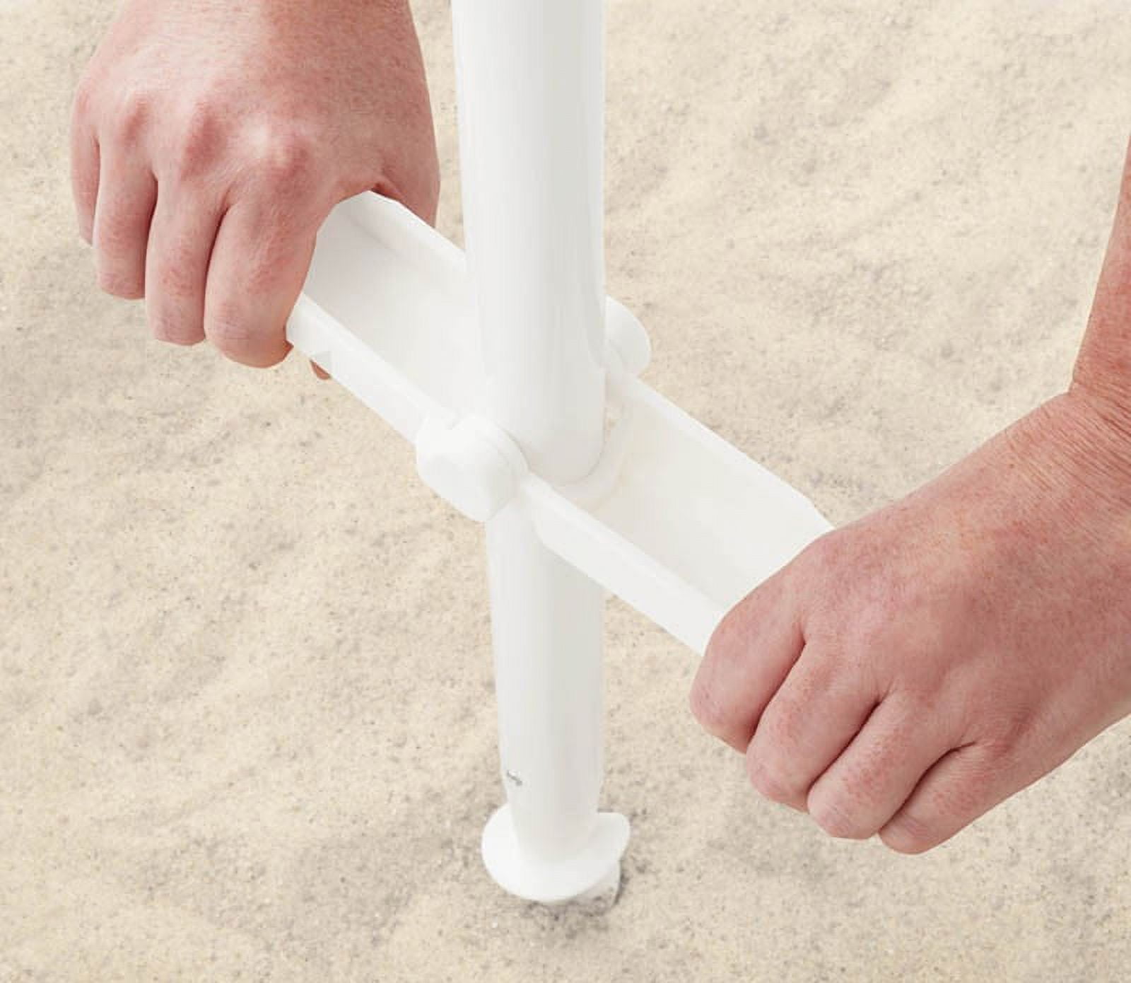 Mainstays 7.5' Beach Umbrella with Tilt, Sand Anchor, Blue Wave Print, UV 50+ Sun Protection, 94"
