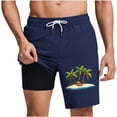thumbnail image 2 of BRGZLK Mens Swimming Shorts Fashionable Coconut Tree Print Swim Trunks with Compression Liner Quick Dry Beach Vacation Bathing Suit with Pockets, 2 of 6