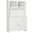 thumbnail image 2 of HOMCOM 63.5" Kitchen Buffet with Hutch, Pantry Storage Cabinet with 4 Shelves, Drawers, Framed Glass Doors, Open Microwave Countertop, Antique White, 2 of 8