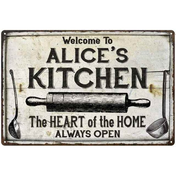 ALICE'S Kitchen Farmhouse Sign 8 x 12 Matte Finish Metal 108120033054