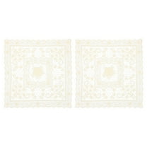 2Pack Retro Lace Placemat 12x12-in Square Embroidered Table Place Mats French Crochet Doilies Coasters Cup Mat for Home Wedding, Yellow