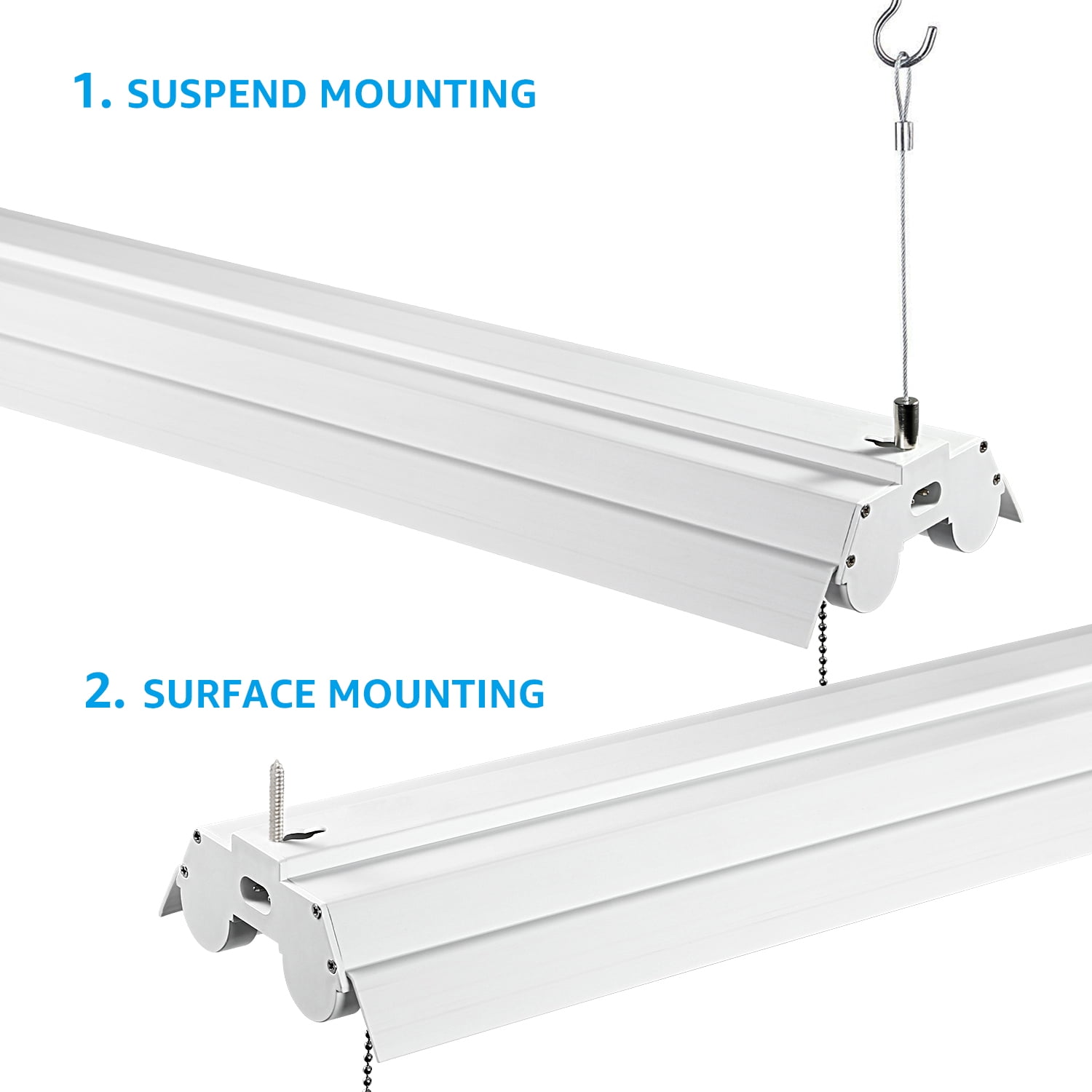 LEONLITE 8 Pack 40W 4ft Linkable LED Utility Shop Lights, Double-Tube T8 LED, 4000lm 120W Equivalent for Garage, Workbench, Basement, Warehouse, 5000K Daylight