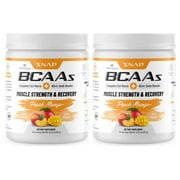 Snap BCAA Powder Essential Amino Energy - Muscle Growth, Performance & Recovery Peach Mango Flavor - 2 Pack (60 Servings)