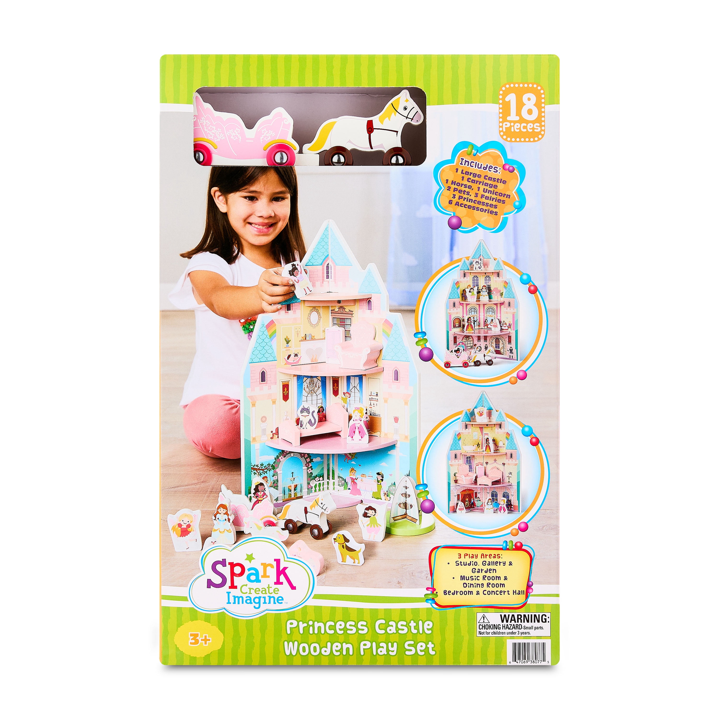 Spark Create Imagine Wooden Princess Castle Play Set for Ages Three Years and Older