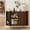 Walnut, variant on Mid Century Modern Sideboard Buffet Cabinet, 39 Inch Fluted Coffee Bar Console with Tambour Sliding Doors, Yellow