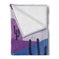 thumbnail image 2 of Abstract Soft Flannel Fleece Blanket, Digital Artwork Cowboy Desert Cactus Horseback Hills Illustration, Cozy Plush for Indoor and Outdoor Use, 50" x 70", Violet and Dark Ceil Blue, by Ambesonne, 2 of 5