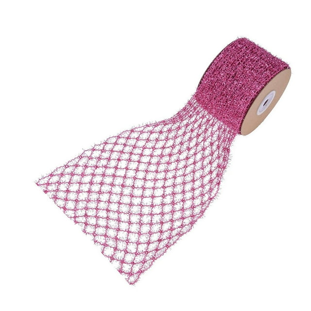Cinta de alambre de malla navideña, cinta de alambre elástica, adorno decorativo para el hogar, manualidades, guirnalda para el Día de Valentín, Rosa