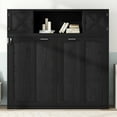thumbnail image 2 of Euroco Full Size Murphy Bed with Cabinet, Storage Wall Bed for Guest Room, Black, 2 of 16
