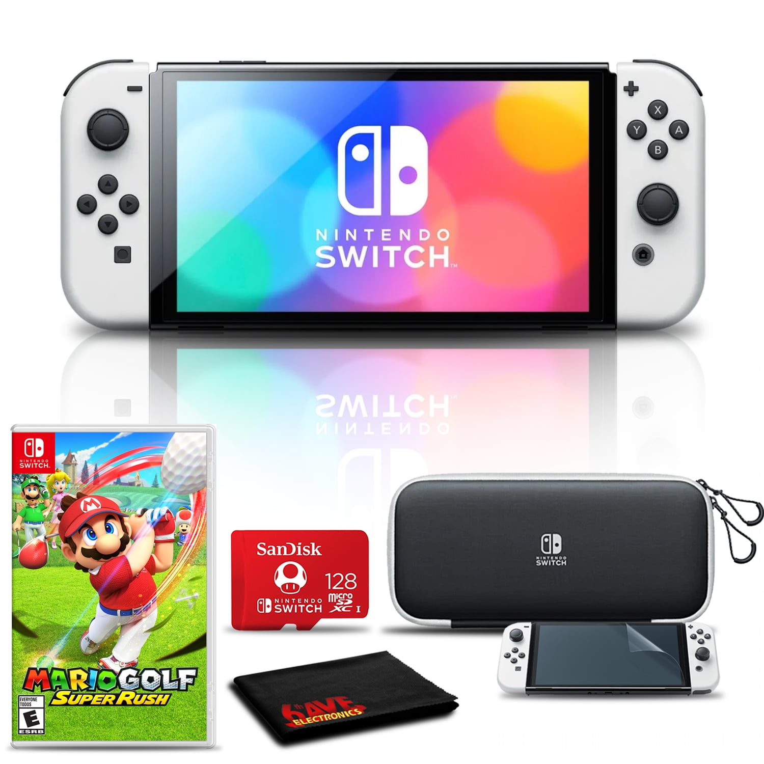 Please watch Extremists Fitness Nintendo Switch OLED White with Mario Golf, 128GB Card, and More -  Walmart.com