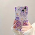 thumbnail image 3 of for iPhone 11 Pro Max Case, Colorful Retro Oil Painting Printed Flower Phone Case for Girls Women, TPU Cute Curly Wave Edge Durable Protective Phone Cover, Purple Flower, 3 of 14