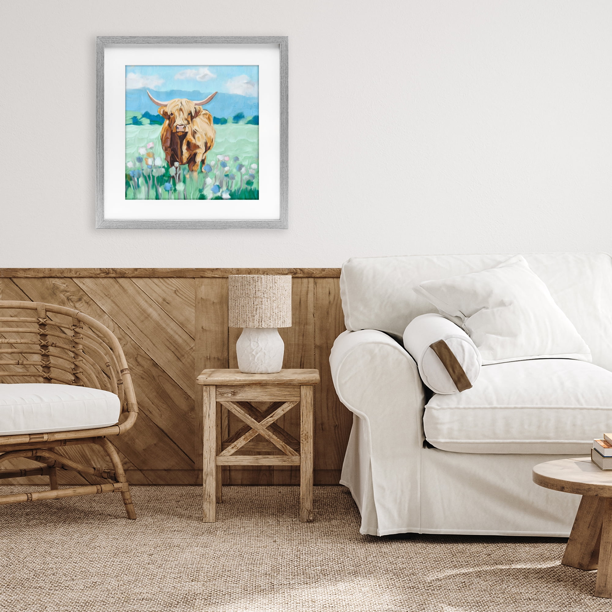 Stupell Industries Blue Sky Highland Gray Framed Print Under Glass, design by Kim Allen
