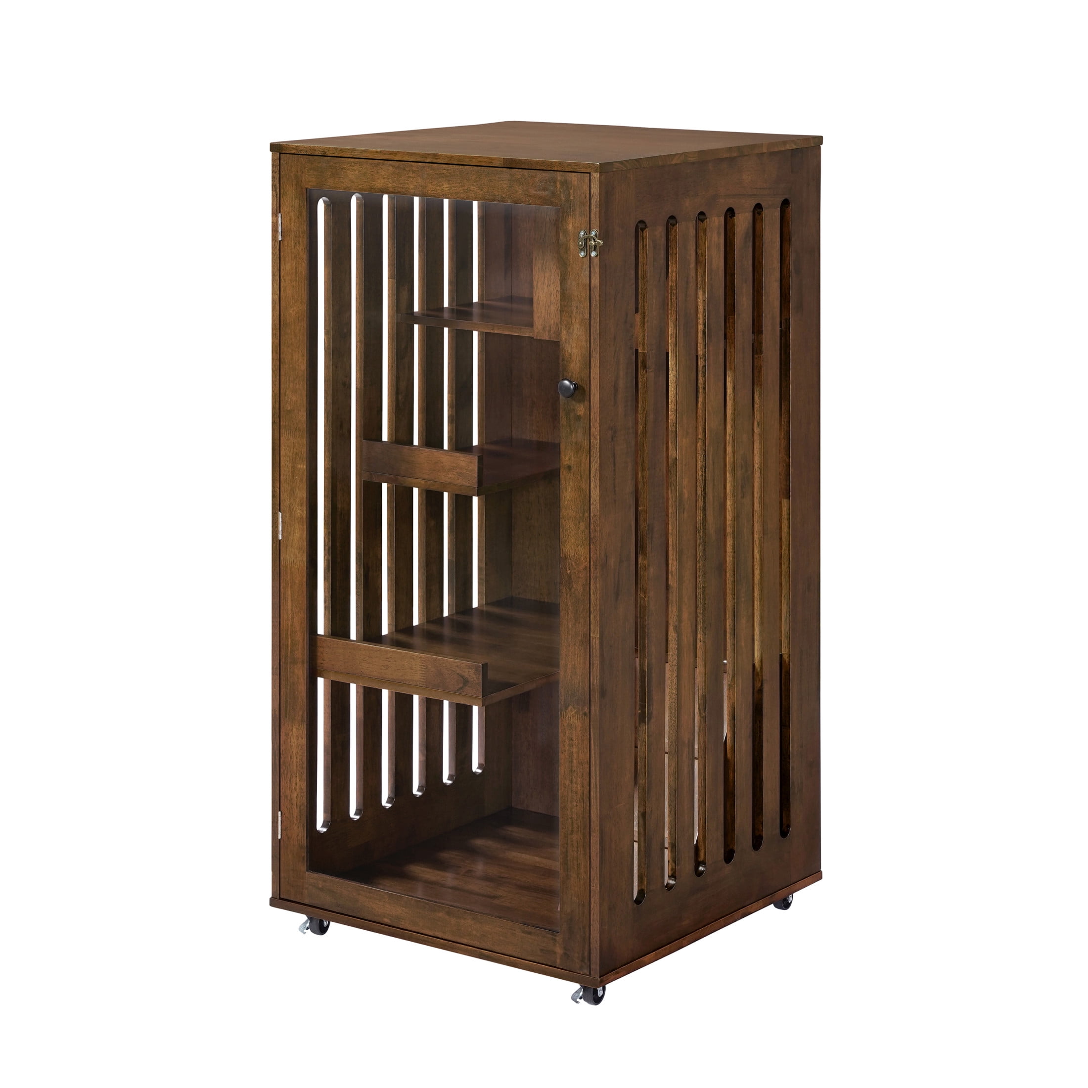 Christopher Knight Home Cat House Cabinet with Wheels & Door, Ventilated Indoor Pet Condo, Brown Oak