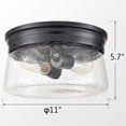 thumbnail image 3 of Varallo Modern Black Flush Mount Ceiling Light Seeded Glass Shade, 3 of 6