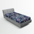 thumbnail image 2 of Ambesonne Boho Art Fitted Sheet, Jumble Boho Bloom Grunge, Twin Size, Purple Dark Blue and Ivory, 2 of 5