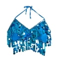 thumbnail image 3 of Blusa informal de poliéster con lentejuelas y borlas para danza del vientre, para mujer, estilo indio, para glúteos, 3 of 8